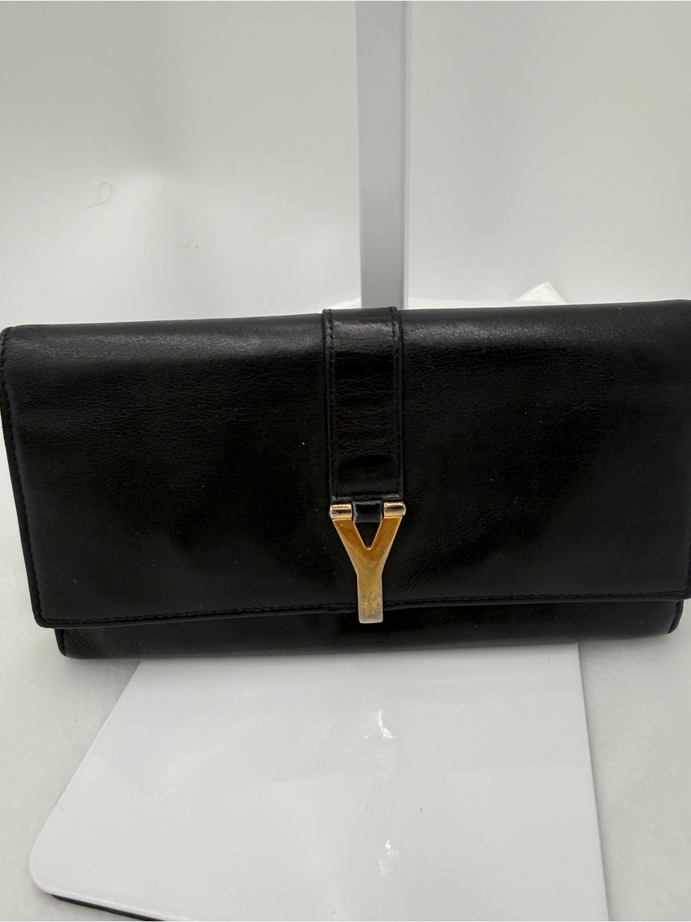 Authentic Saint Laurent Classic Y Ligne Continental Flap Wallet – Black Calfskin
